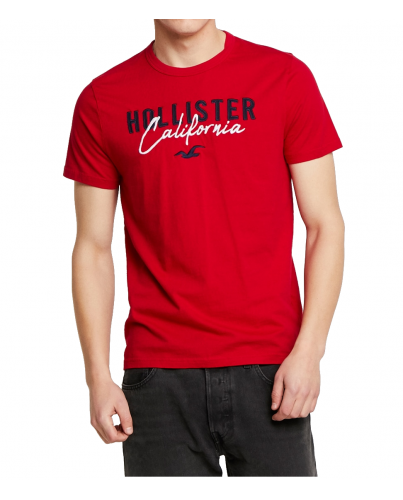 HOLLISTER Red Tshirt Navy White Logo California
